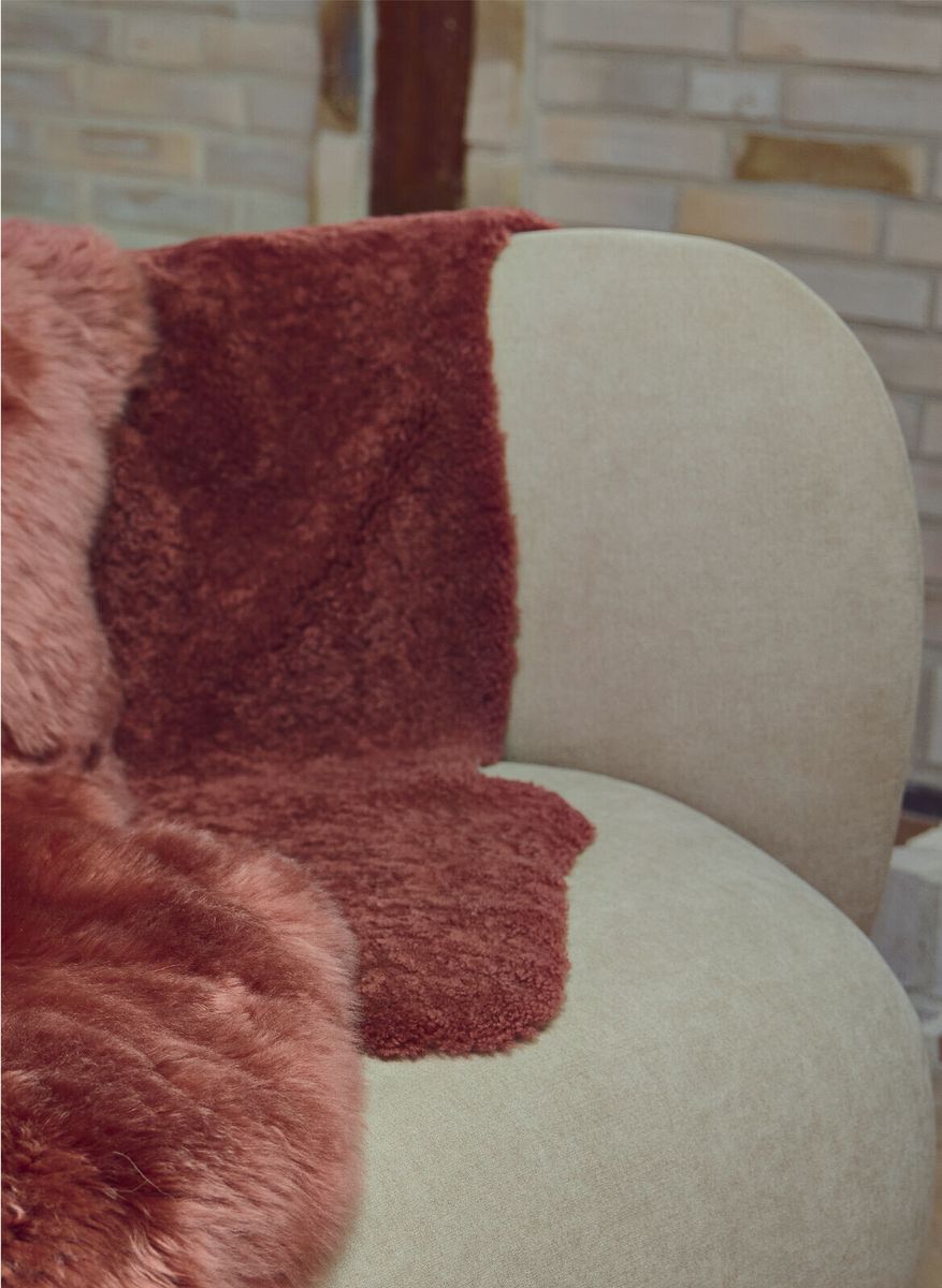 Peau de mouton de Nouvelle-Zélande | Poils courts bouclés | Tapis 100 cm Pomme épicée