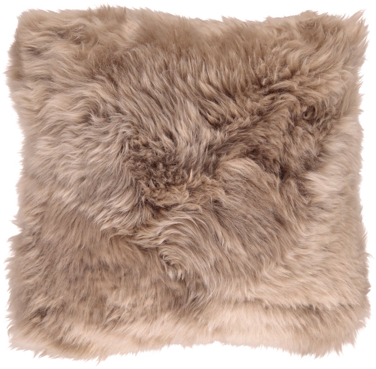 Coussin en peau de mouton longue laine Taupe