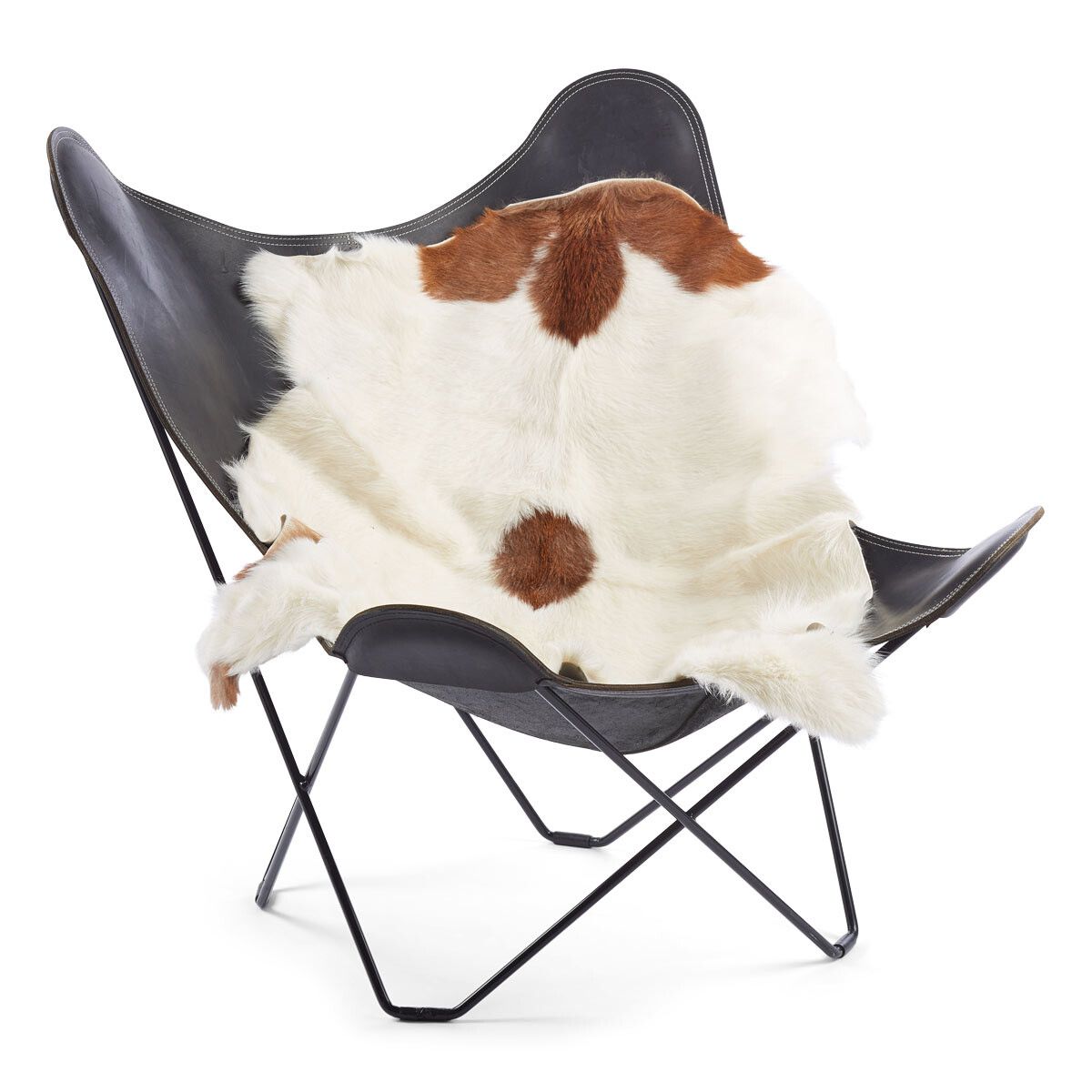 Peau de chèvre premium | Laine courte Marron/Blanc