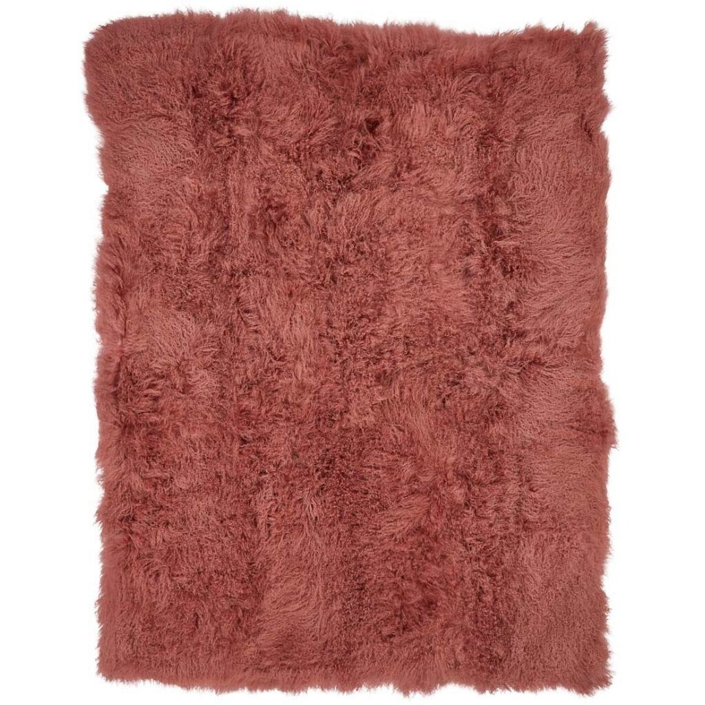Jeté en peau de mouton bouclée 140 × 180 cm Vieille Rose