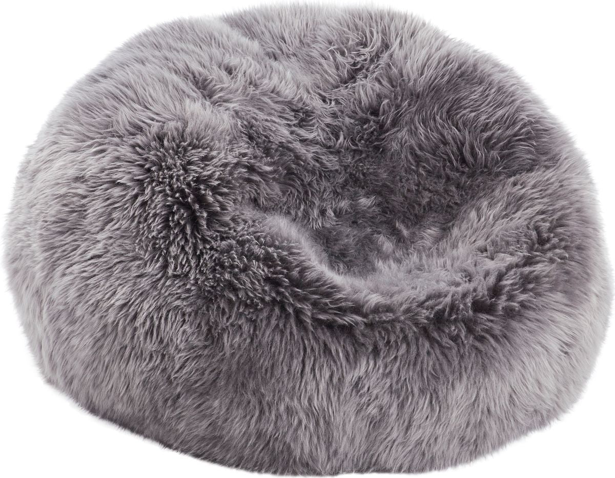 Pouf rond en peau de mouton à laine longue