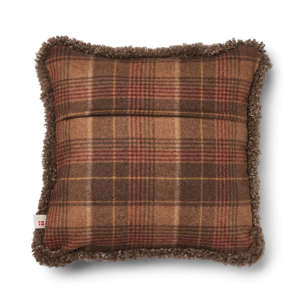 Coussin en laine courte de mouton Cacao-Marron foncé/Taupe