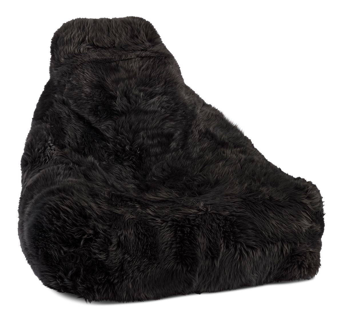 Fauteuil pouf en peau de mouton | Laine longue Noir