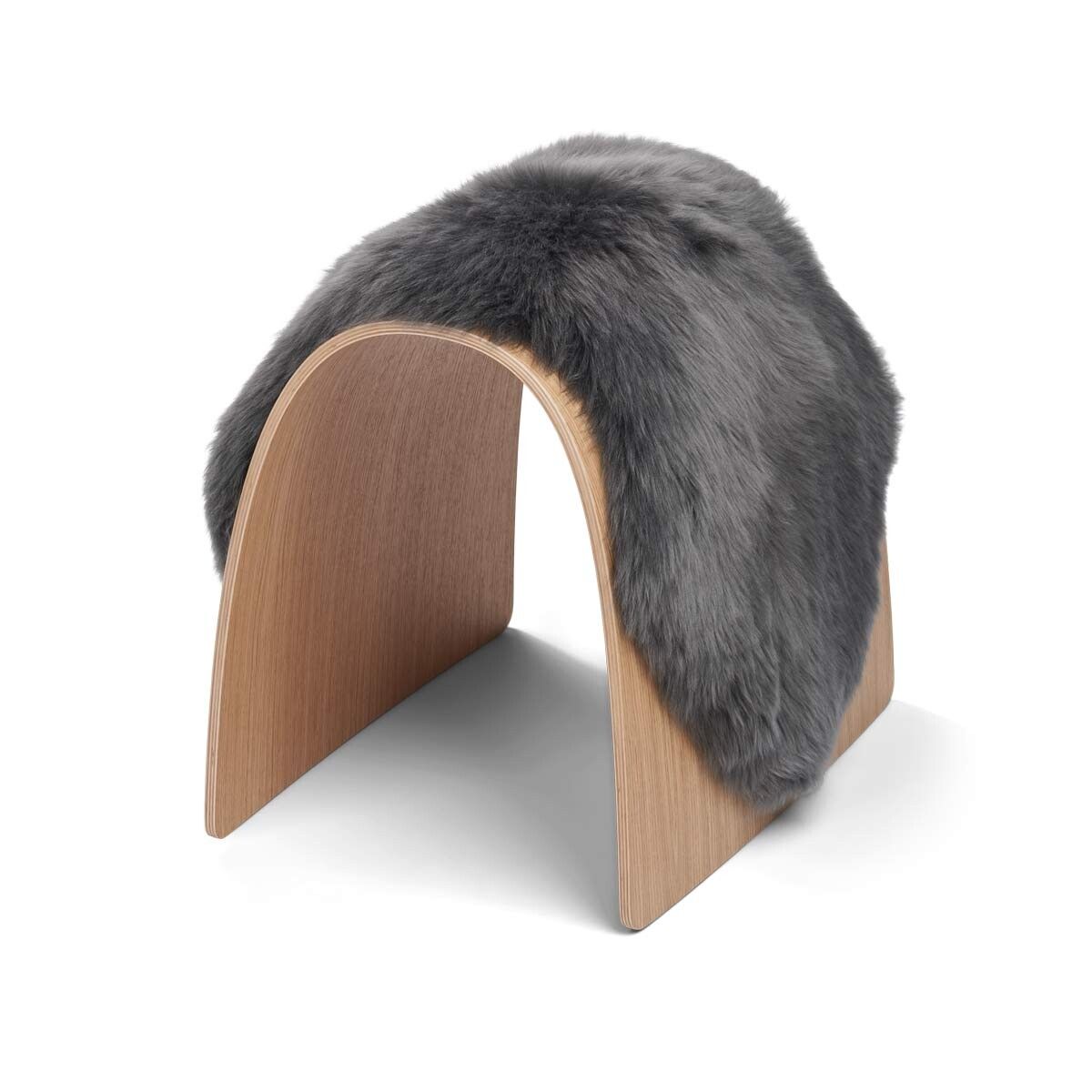 Dessus de tabouret en peau de mouton | Laine longue Acier