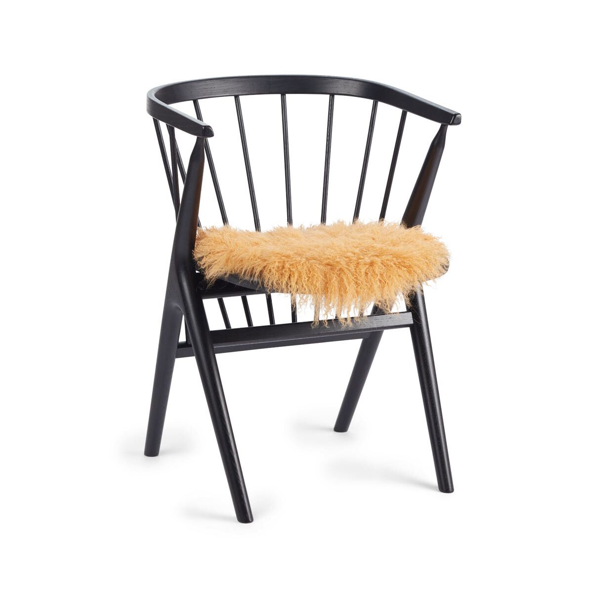 Dessus de siège en peau de mouton tibétaine | Ø38 cm Jaune Impérial