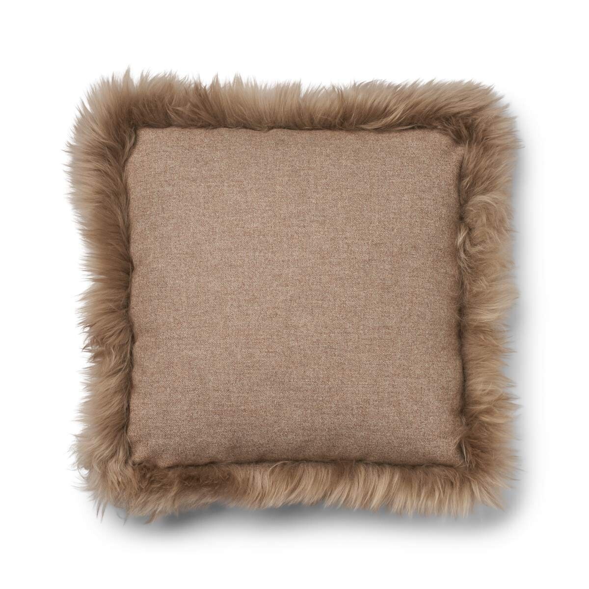 Coussin en peau de mouton longue laine Beige/Taupe