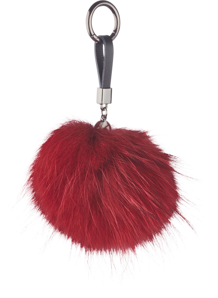 Porte-clés Pompon en vison Rouge fort
