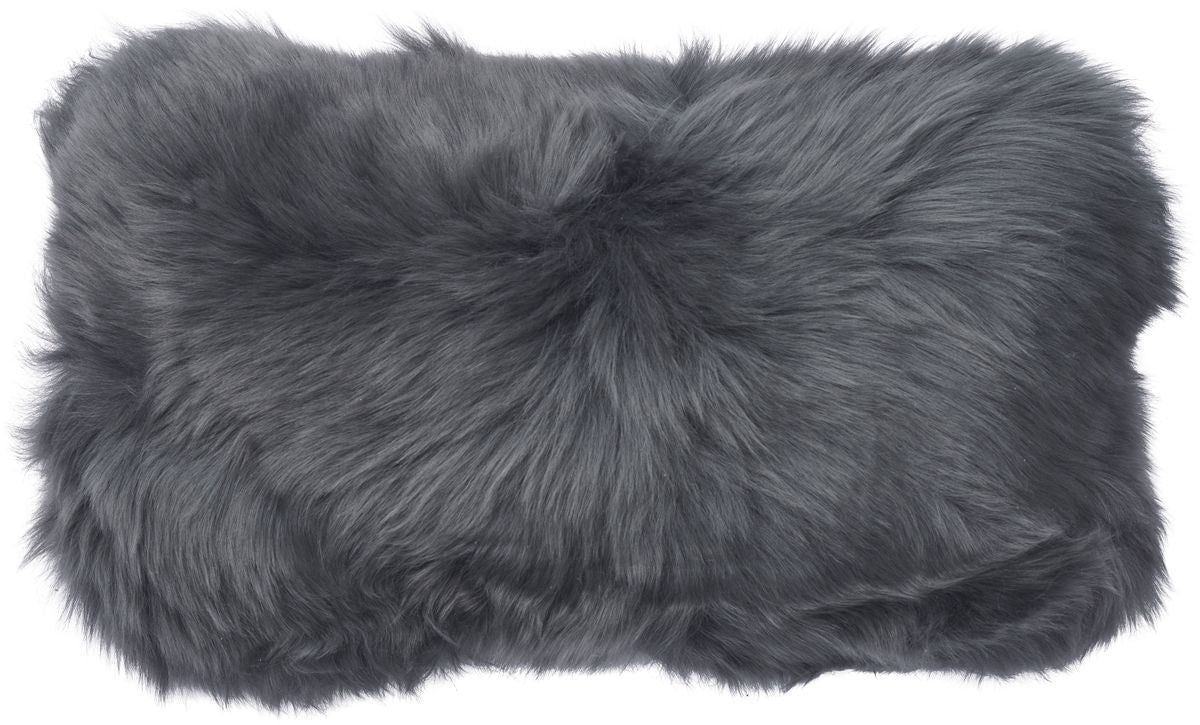Coussin en peau de mouton longue laine Acier