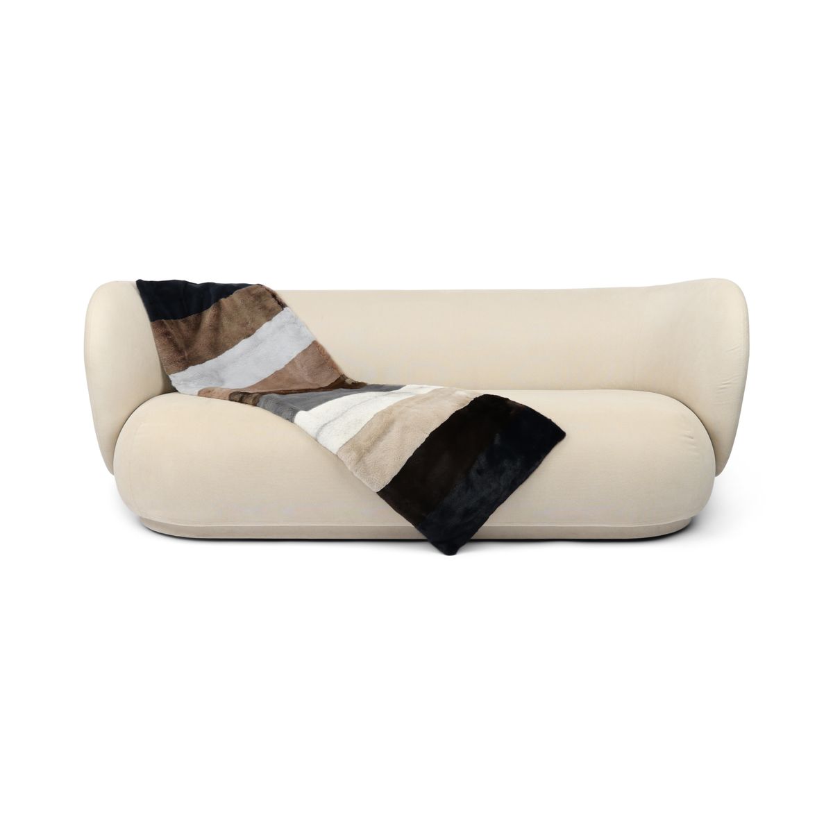 Jeté en vison avec revers en cachemire | Multicolore | 52 × 156 cm