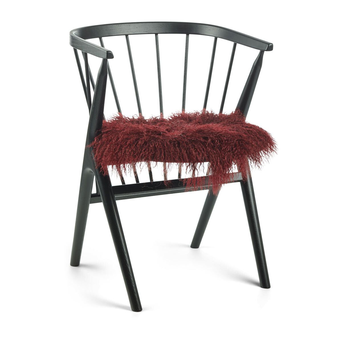 Dessus de siège en peau de mouton tibétaine | Ø38 cm Bordeaux