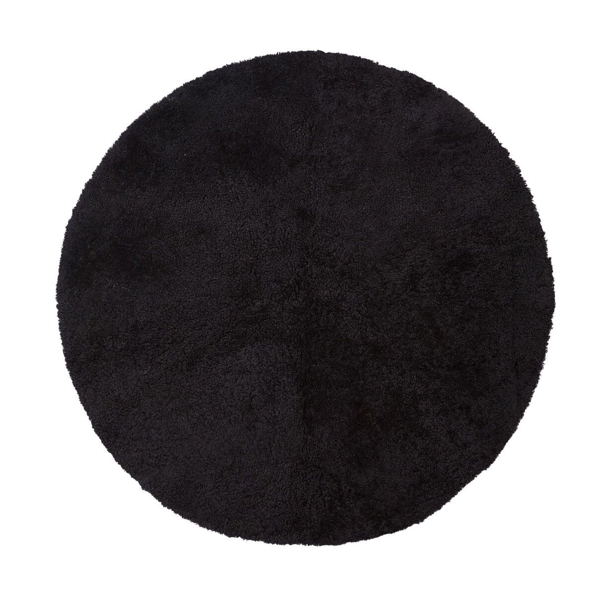 Tapis design en peau de mouton bouclée à laine courte Ø140 cm Noir
