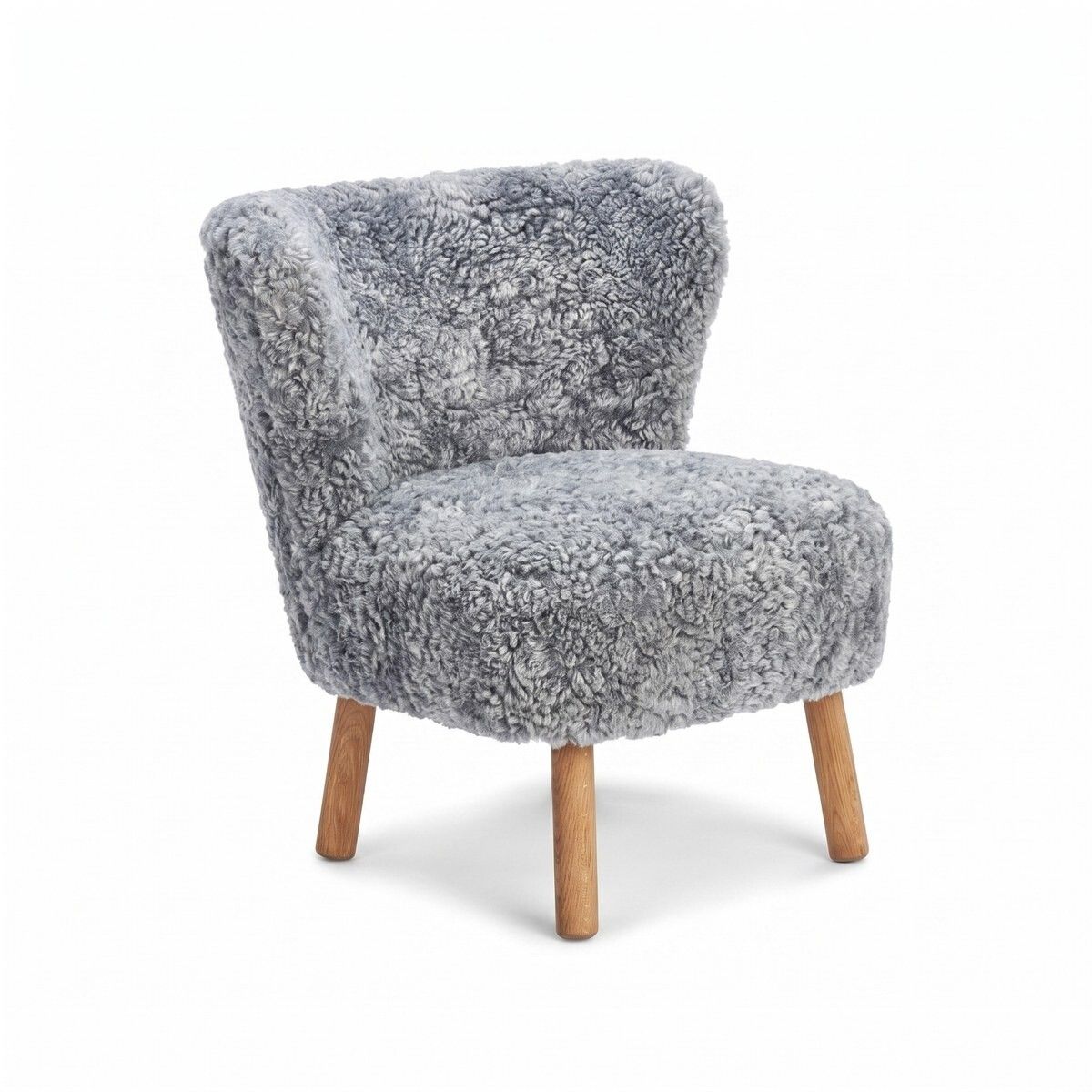 Fauteuil lounge Emily | Laine courte Gris Léger