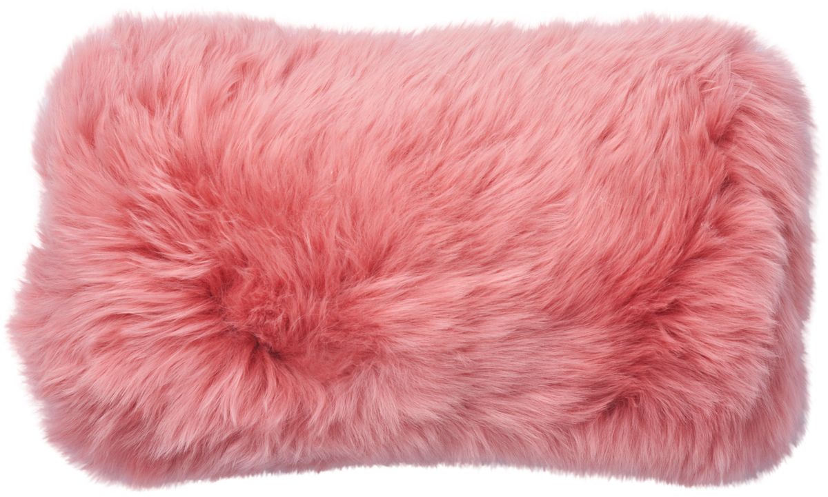 Coussin en peau de mouton longue laine Pêche
