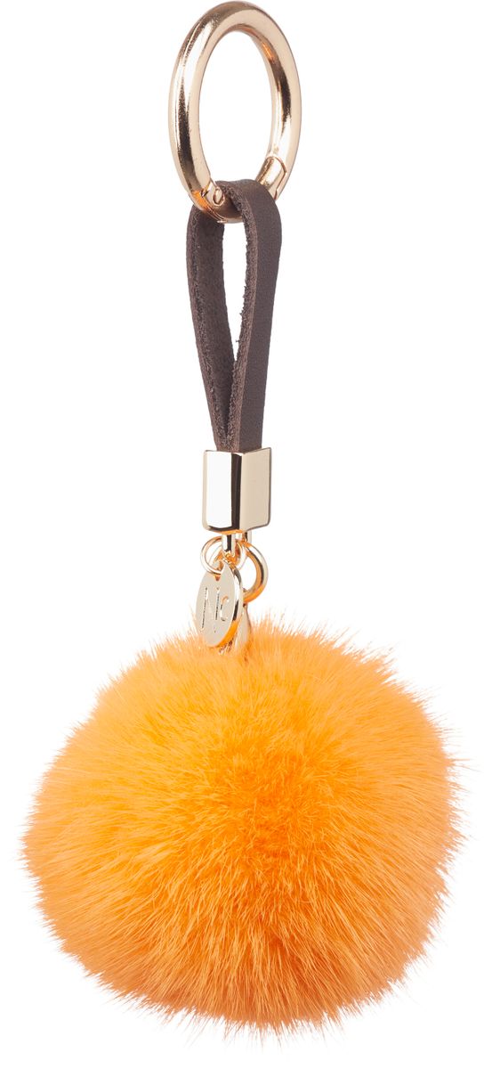 Porte-clés Pompon en vison Orange