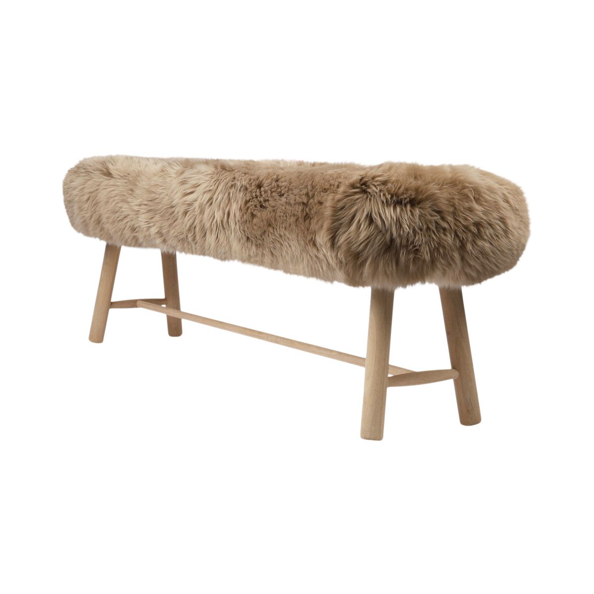 Banc en peau de mouton de Nouvelle-Zélande | poil long | Pieds en chêne