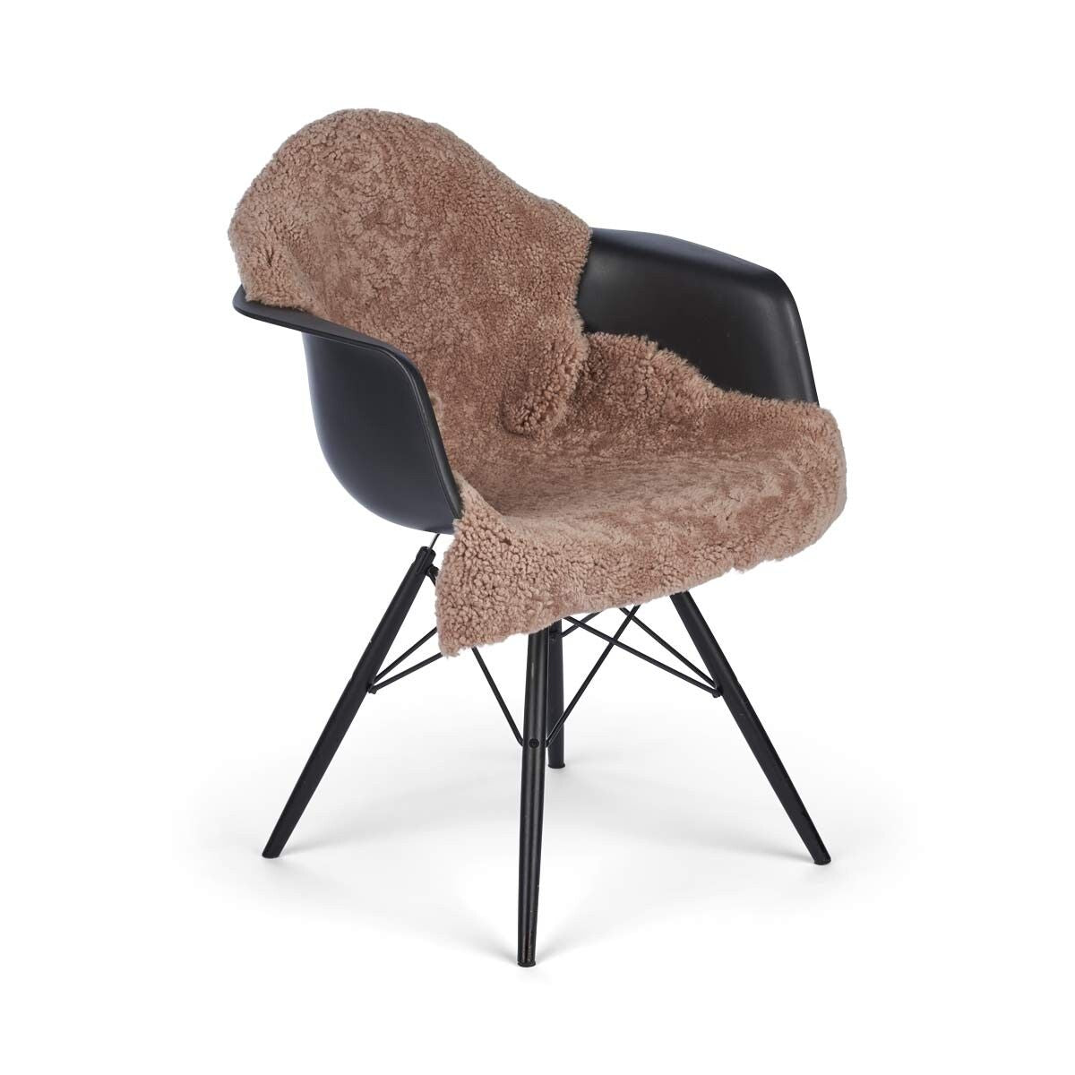 Peau de mouton à laine courte bouclée 90 cm Stuc Sable