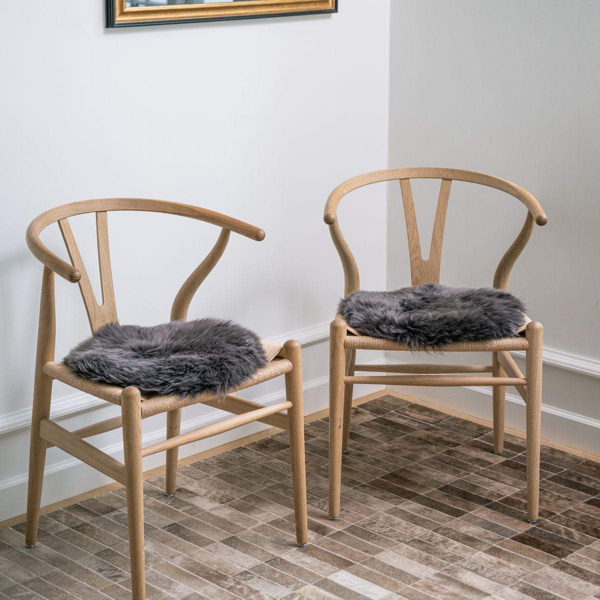 Dessus de siège en peau de mouton | Laine longue | Ø38 cm Aubergine