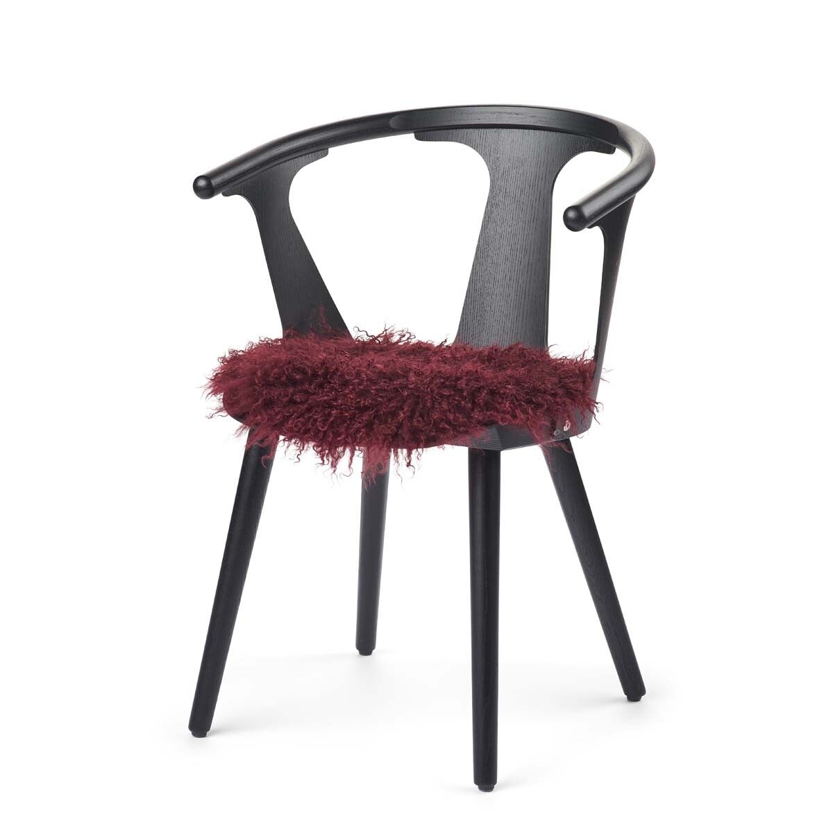 Dessus de siège en peau de mouton tibétaine | Ø38 cm Bordeaux