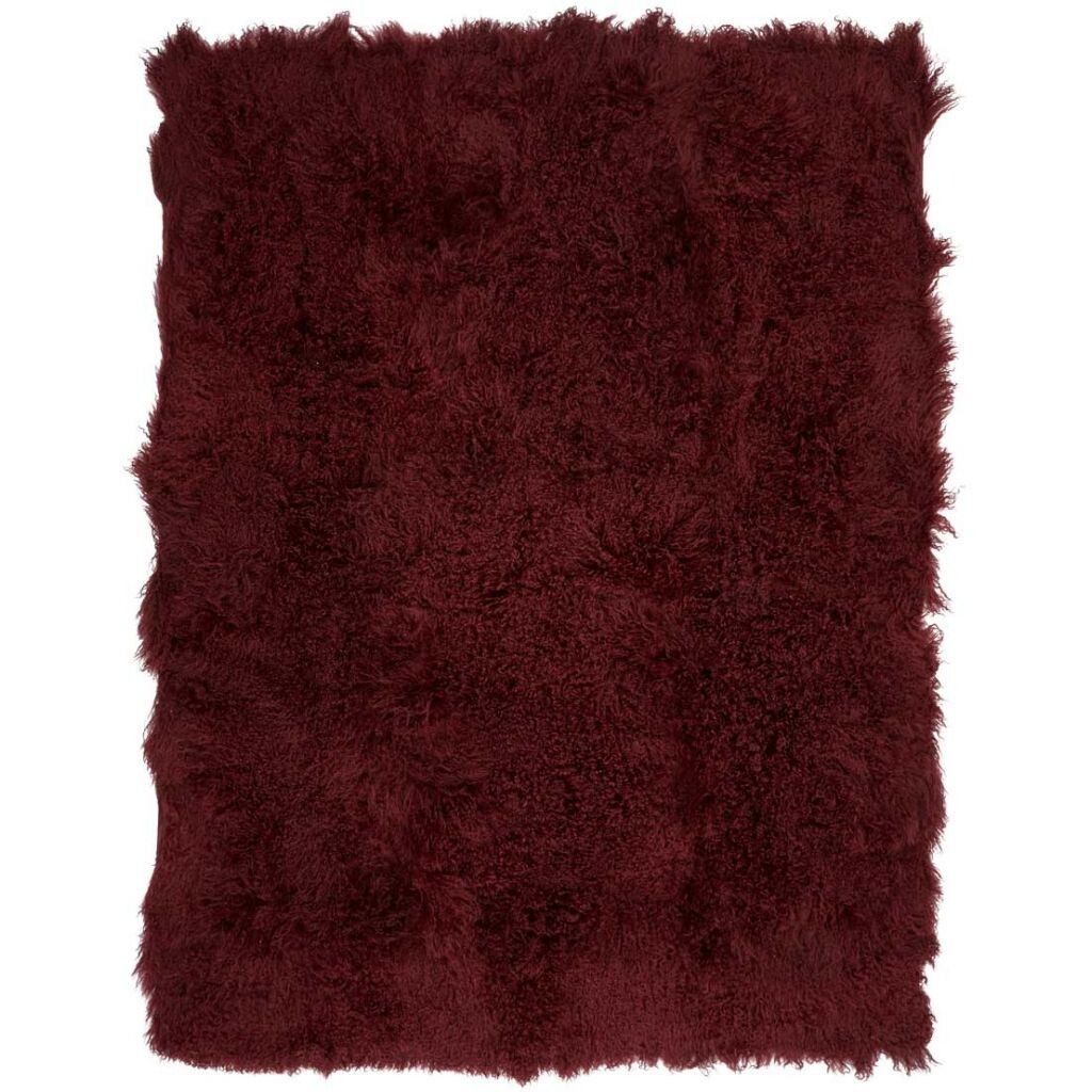 Jeté en peau de mouton bouclée 140 × 180 cm Bordeaux