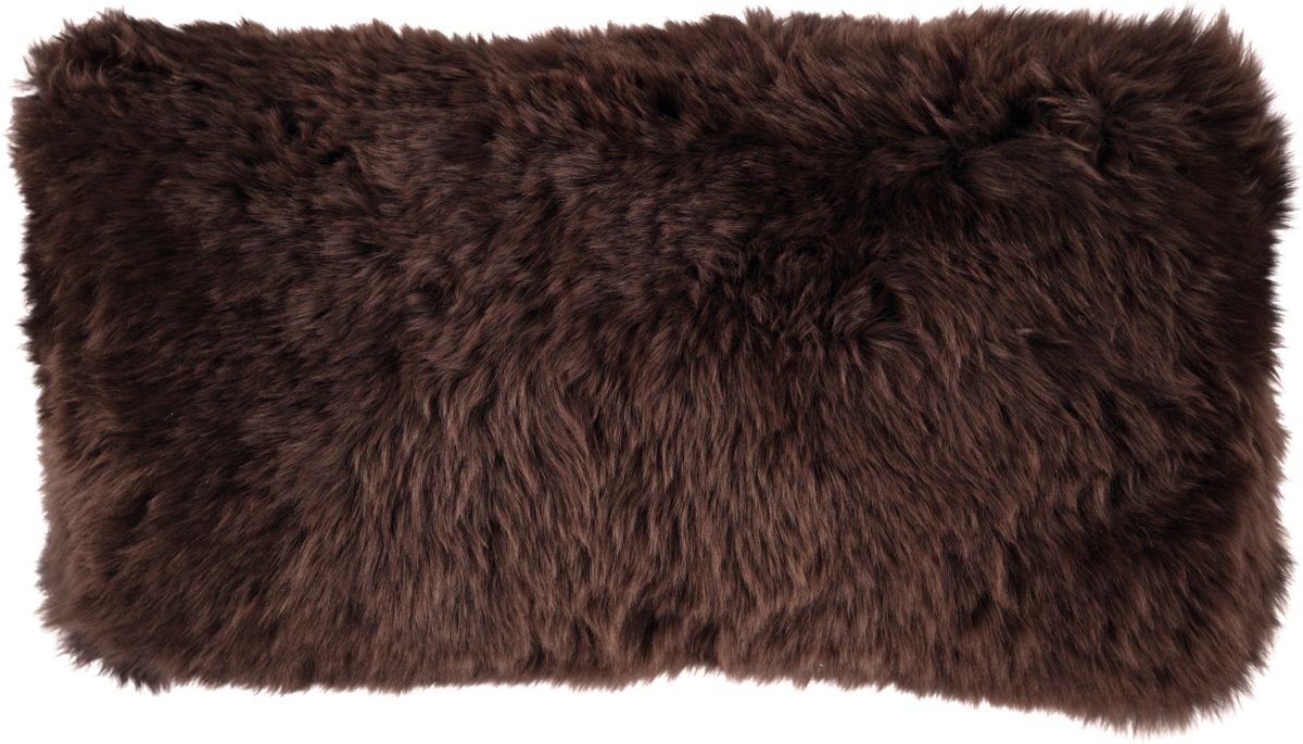 Coussin en peau de mouton longue laine Chocolat