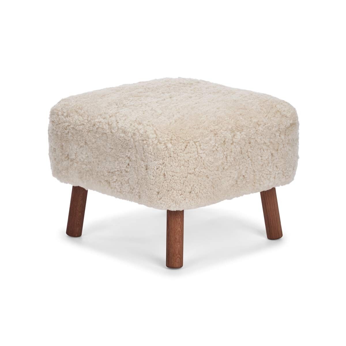 Repose-pieds Emily | Peau de mouton | Laine courte Perle