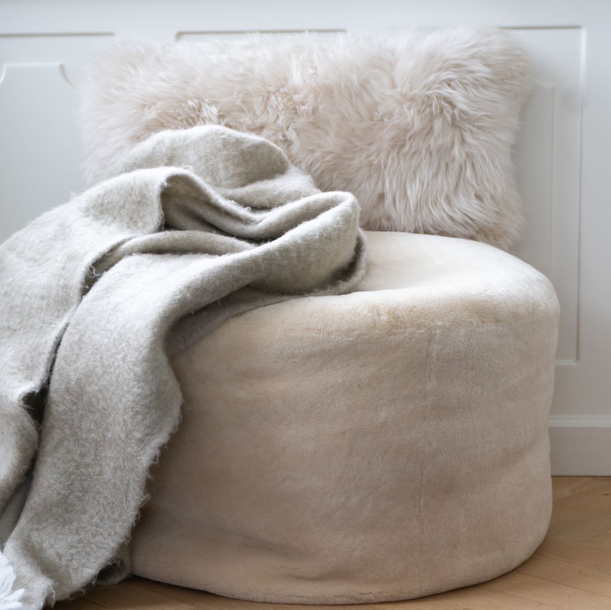 Pouf rond en mocassin Châtaigne