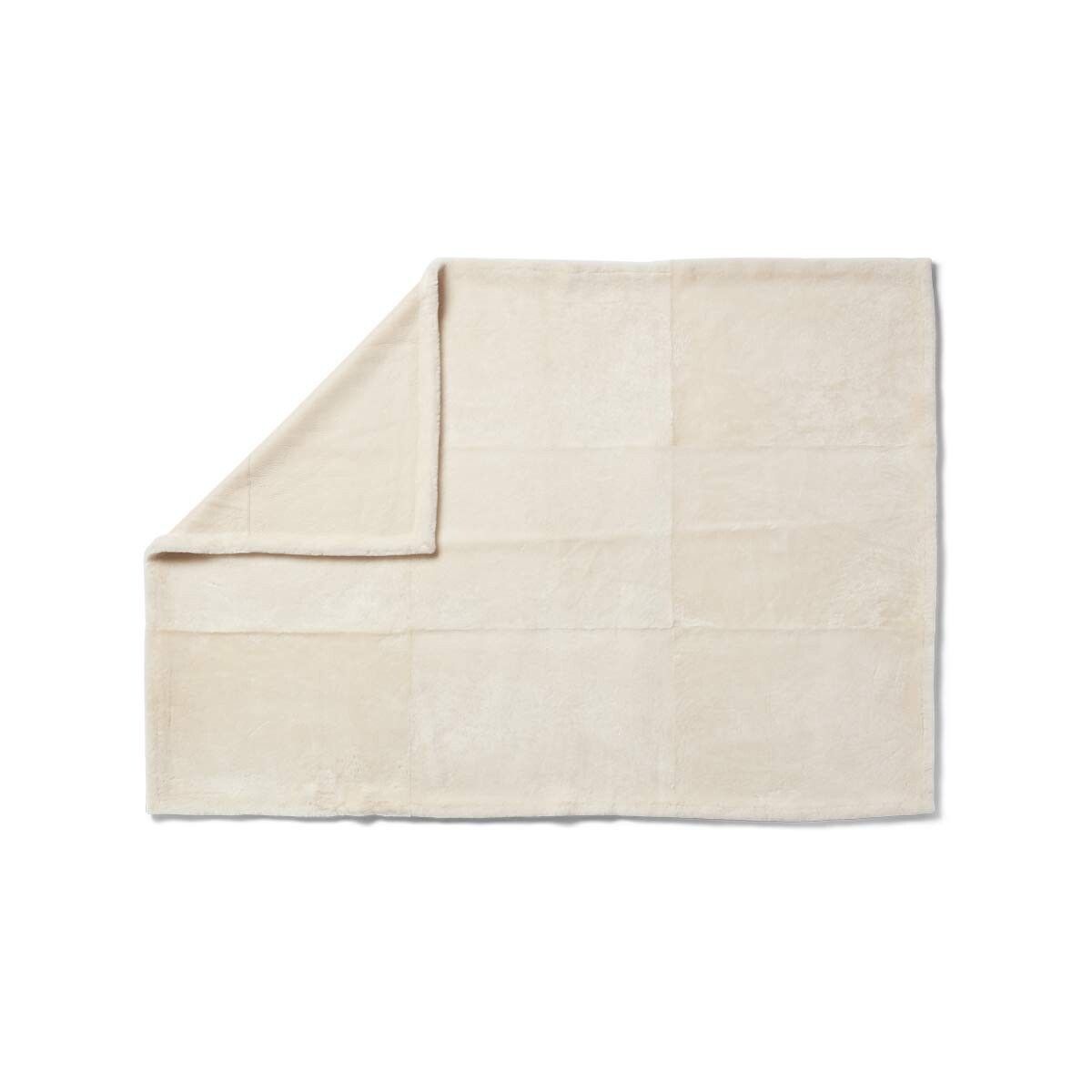 Jeté Angelina | Peau de mouton double face | Laine courte Beige