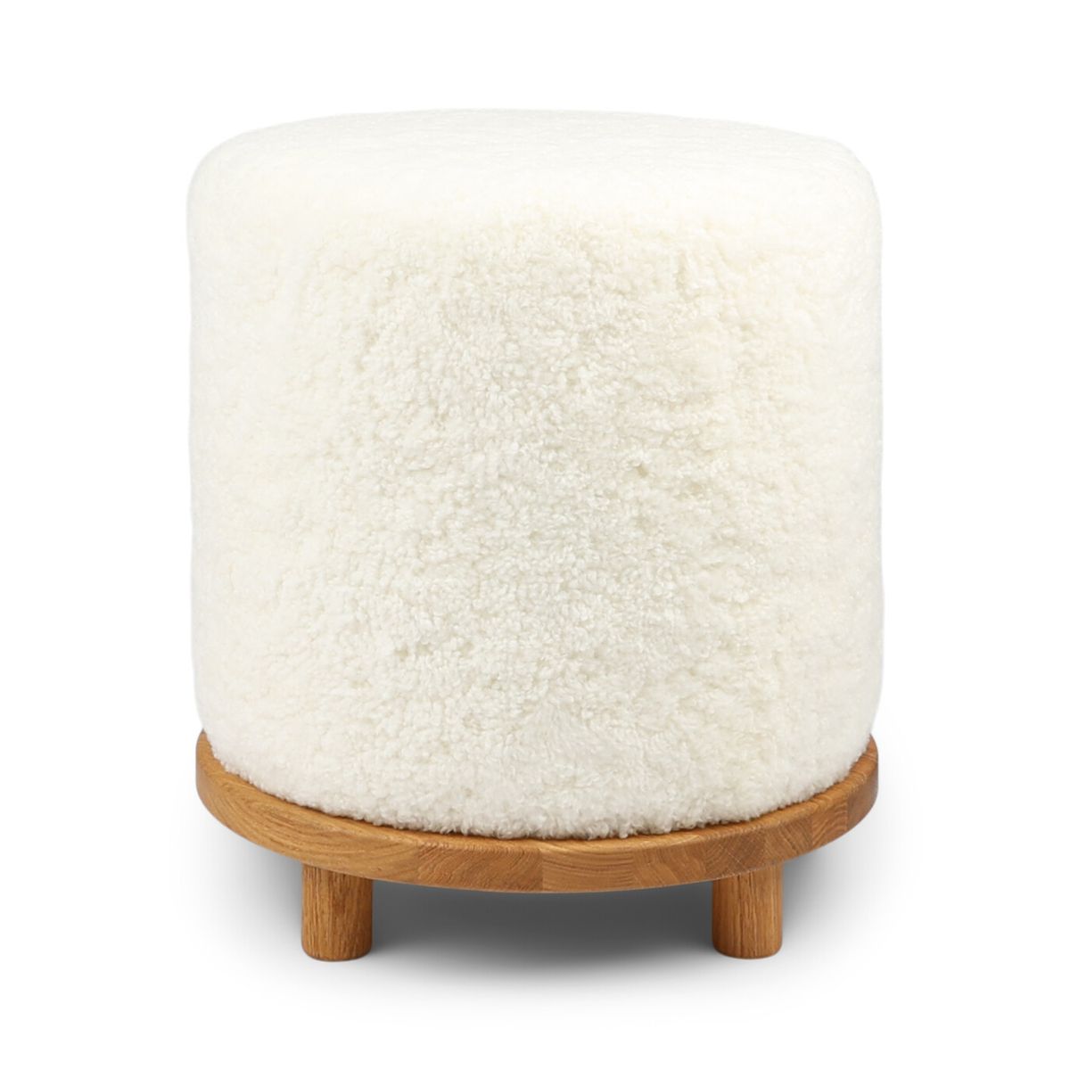Tabouret Simon en Laine courte Ivoire