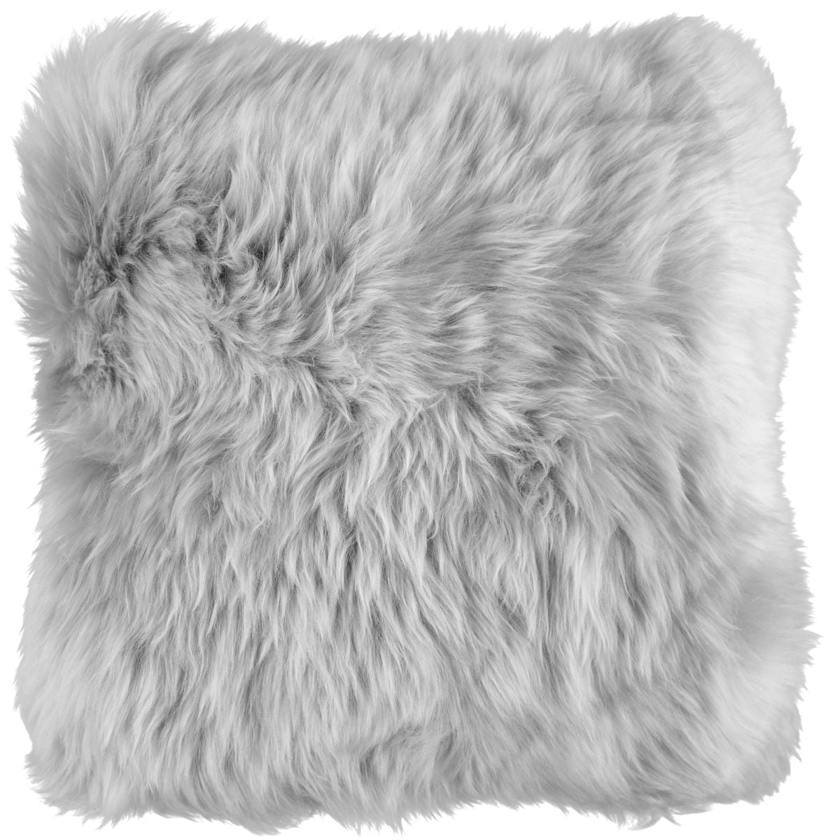 Coussin en peau de mouton longue laine Gris Léger