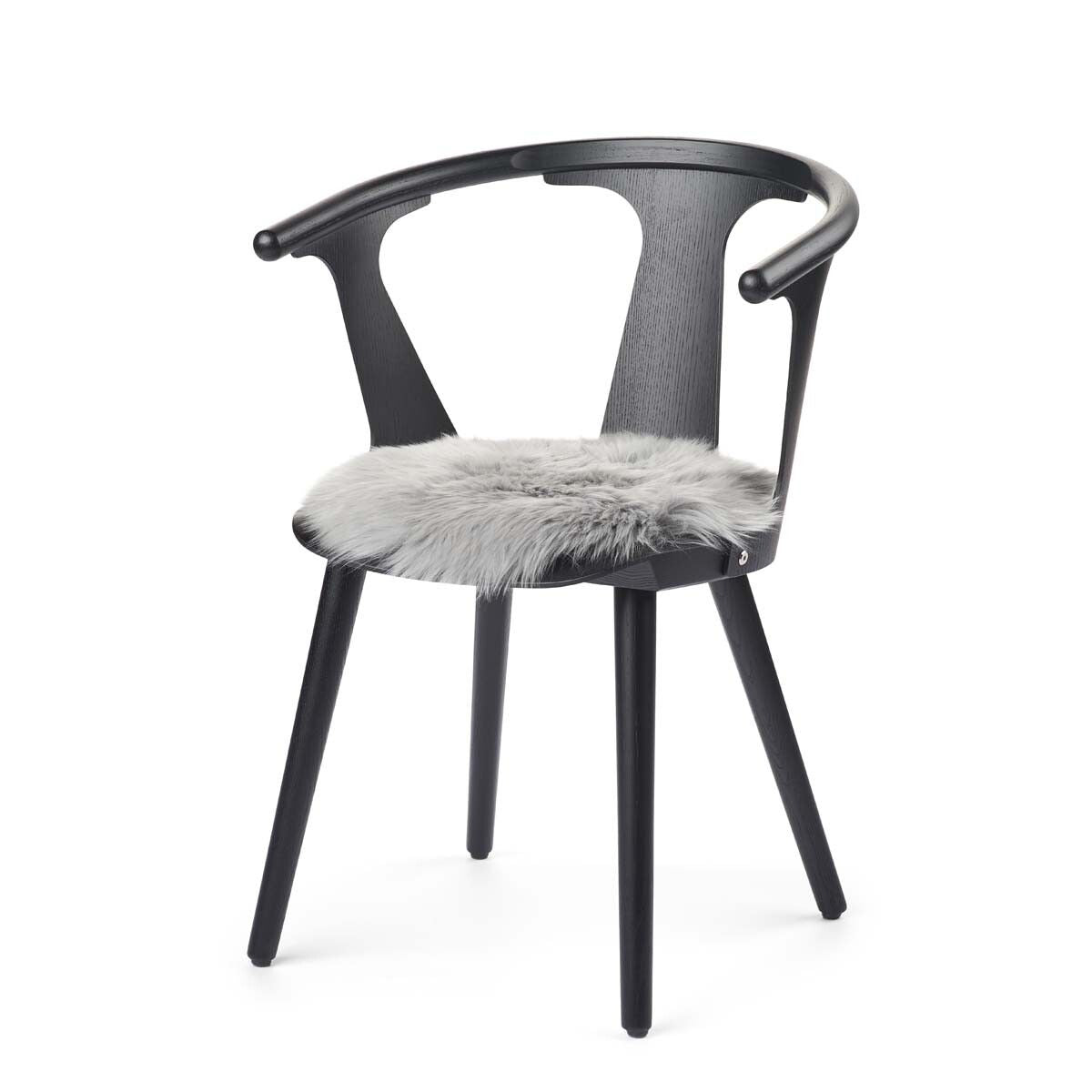 Dessus de siège en peau de mouton | Laine longue | Ø38 cm Gris Léger