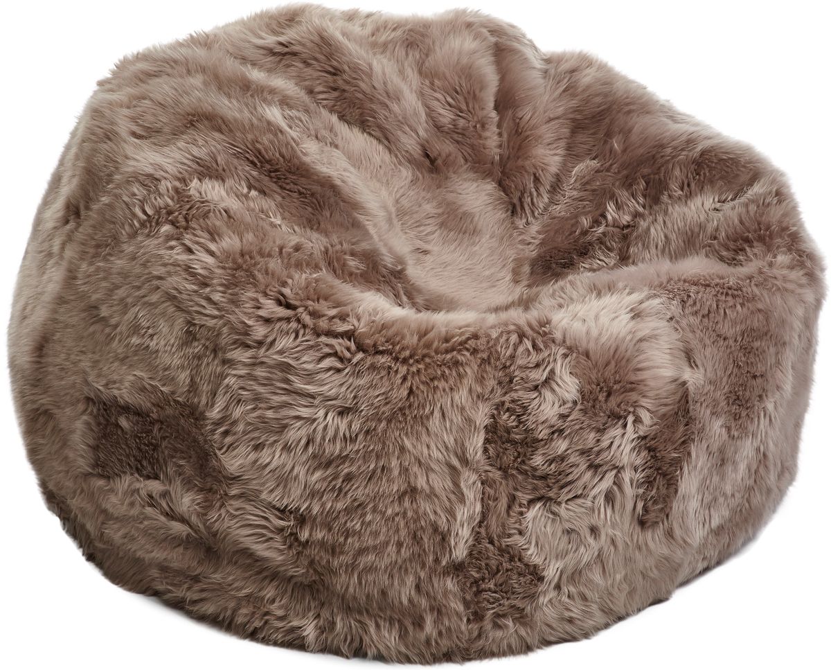 Pouf rond en peau de mouton à laine longue Colombe