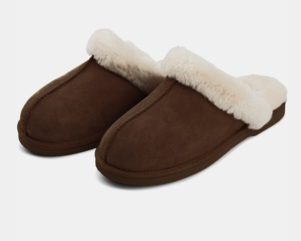 Chausson bouclé duveteux Chocolat