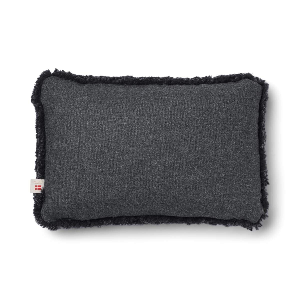 Coussin en laine courte de mouton Anthracite/Anthracite