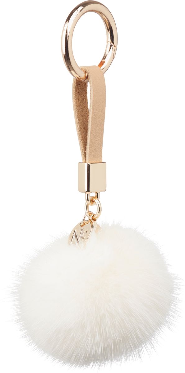 Porte-clés Pompon en vison Blanc