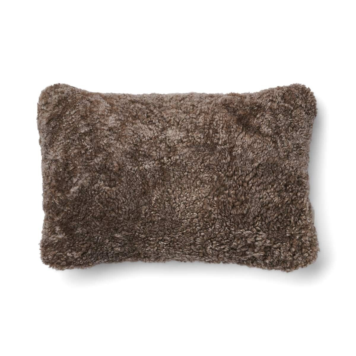 Coussin en laine courte de mouton Beige/Taupe