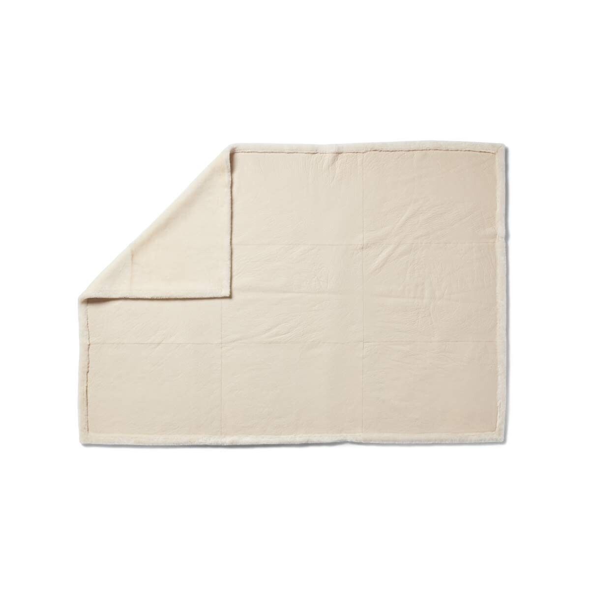 Jeté Angelina | Peau de mouton double face | Laine courte Beige
