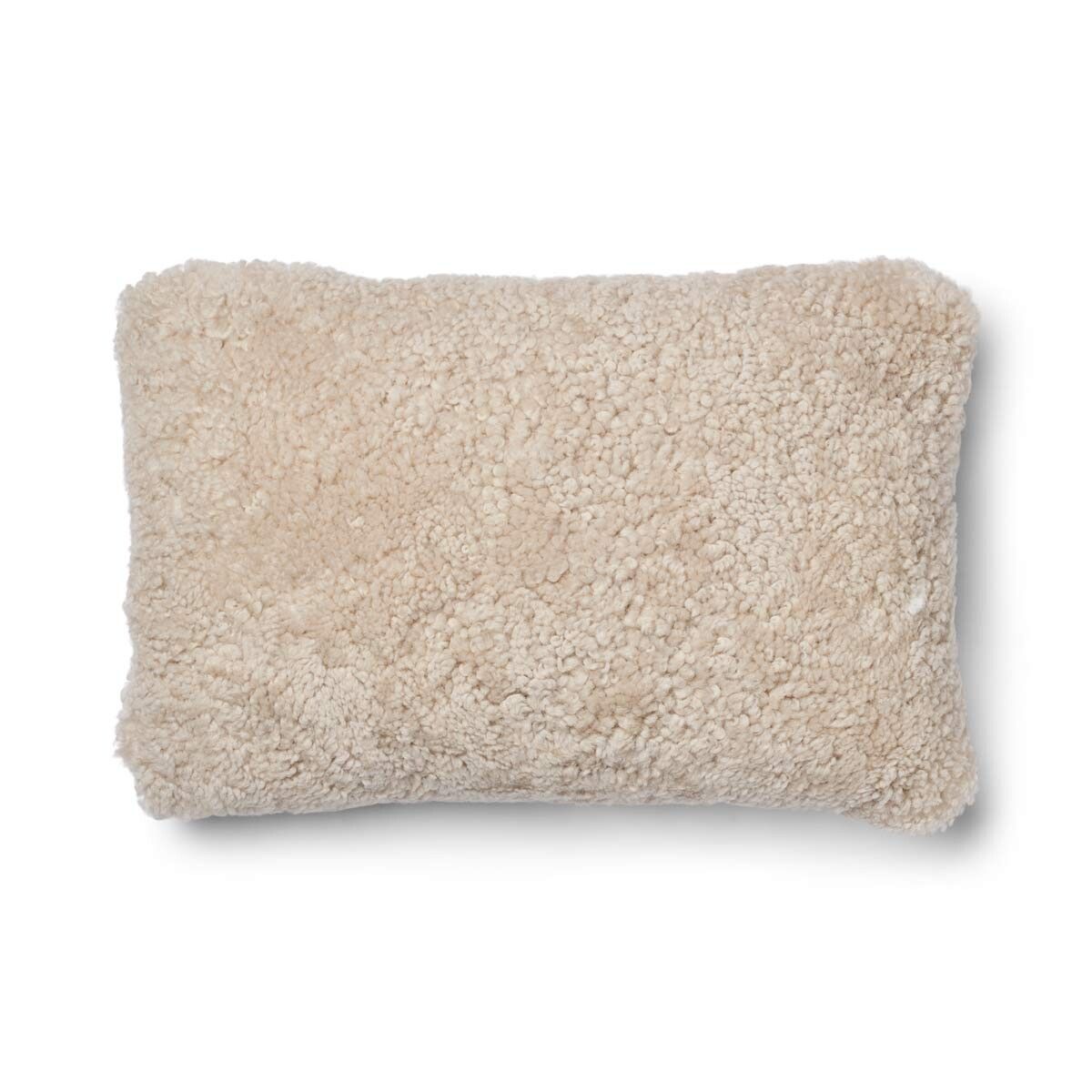Coussin en laine courte de mouton Beige/Perle