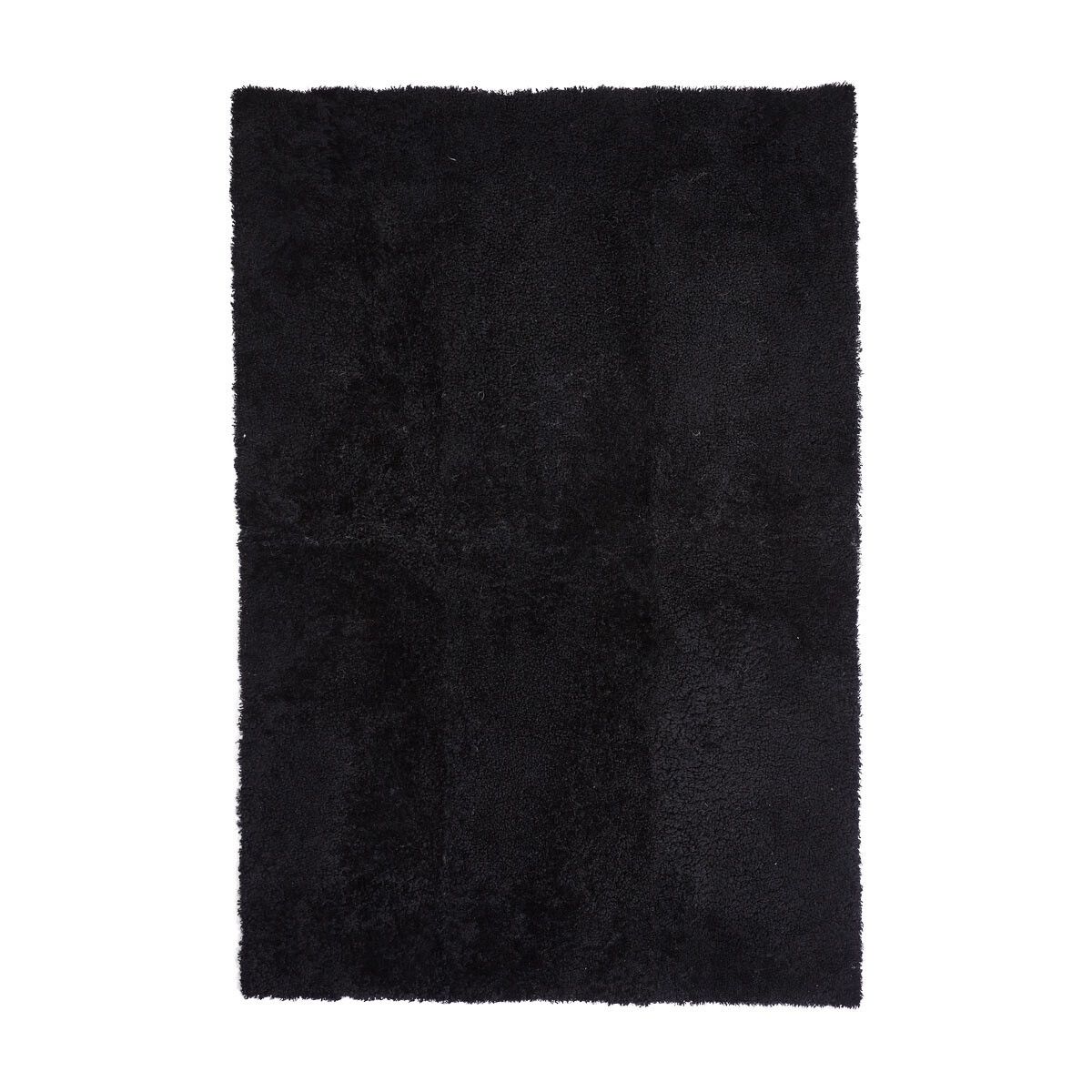 Tapis design en peau de mouton bouclée à laine courte Noir