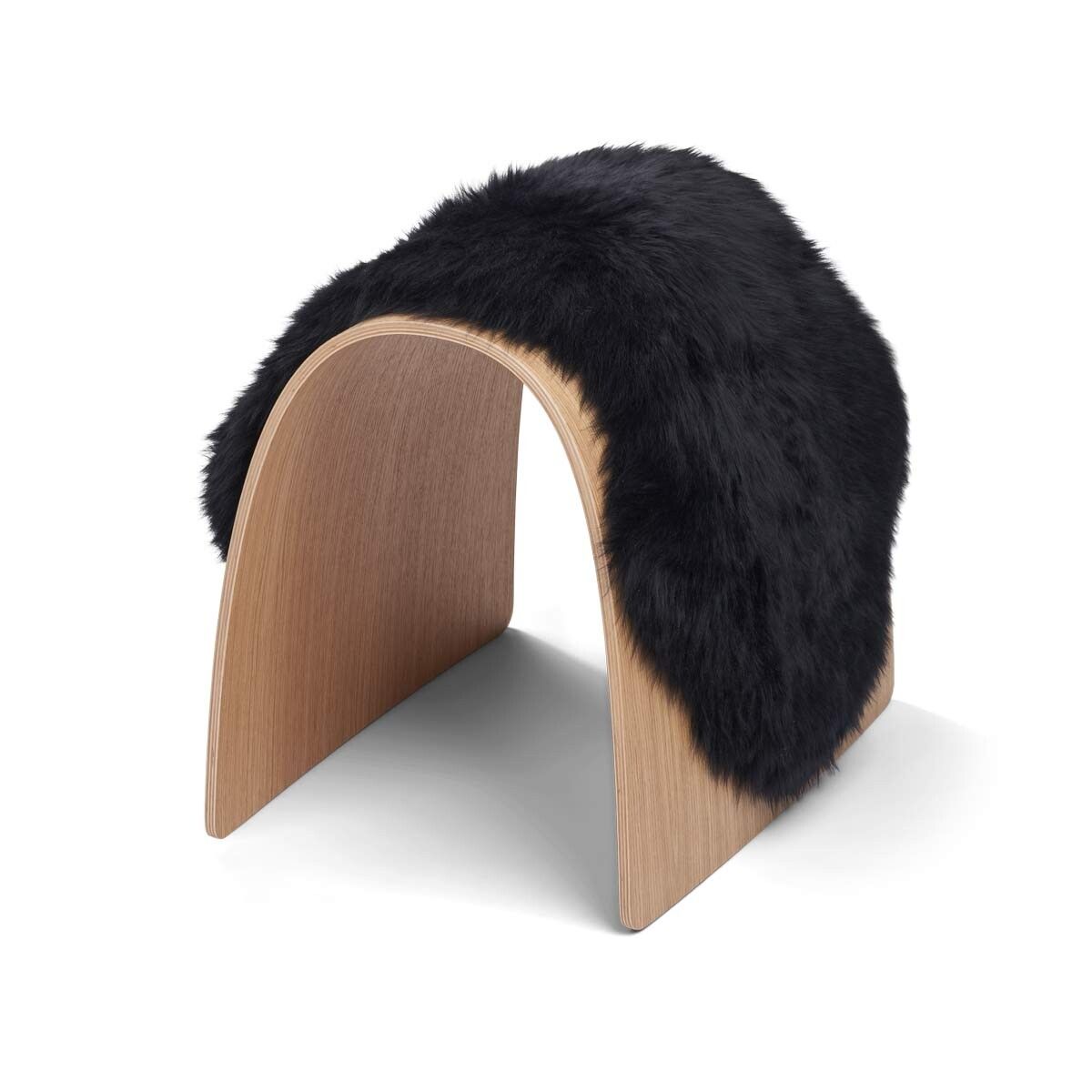 Dessus de tabouret en peau de mouton | Laine longue Noir