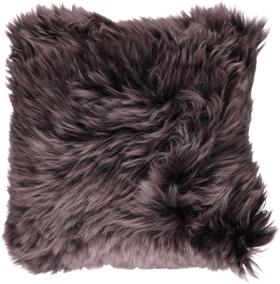 Coussin en peau de mouton longue laine Noyer