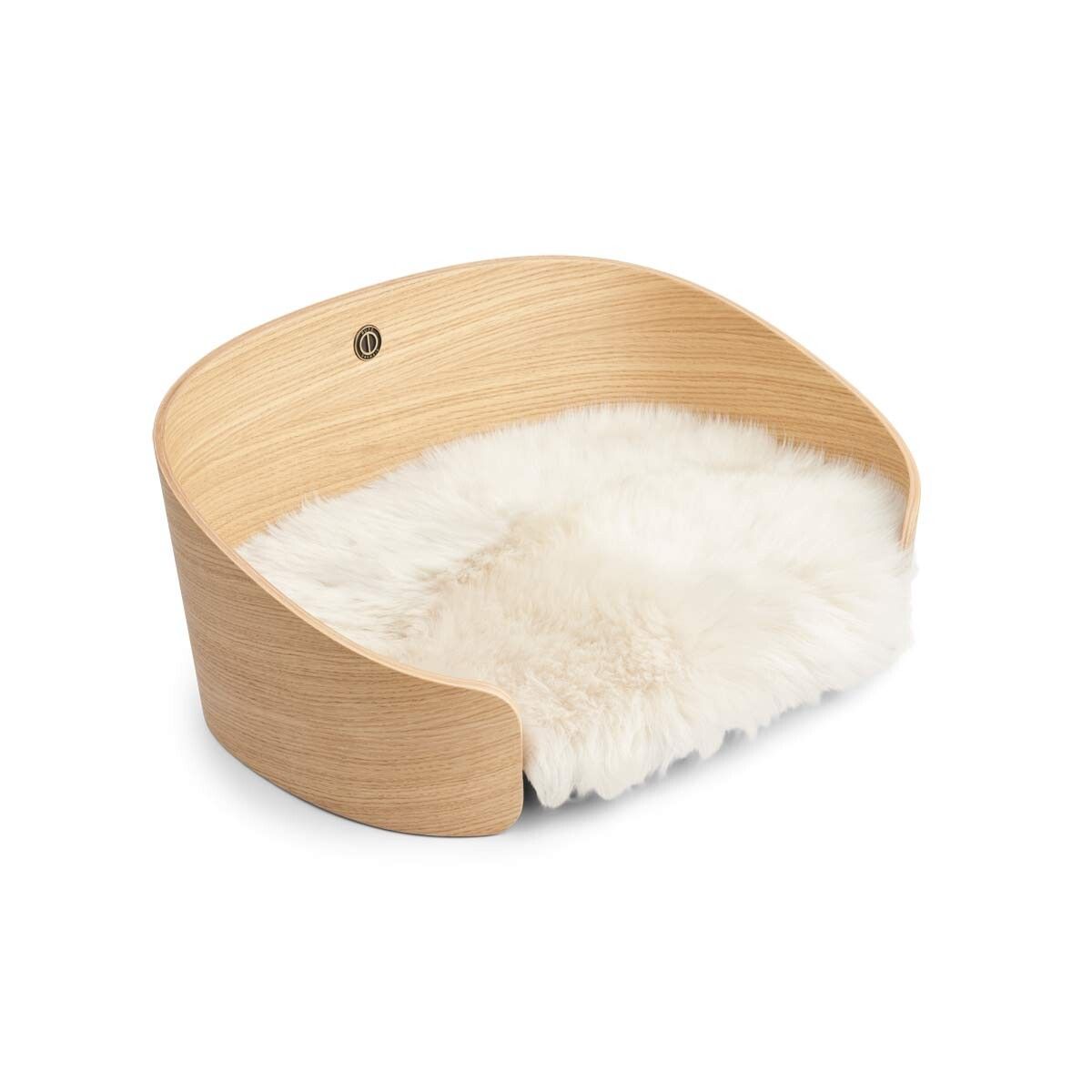 Lit pour animaux de compagnie Chêne naturel/peau de mouton lin