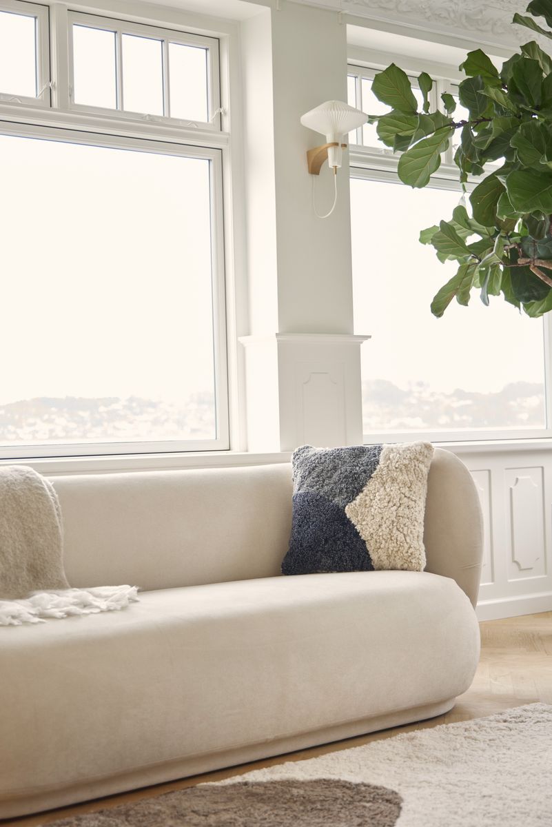 Coussin en laine courte de mouton Anthracite/Pearl/Graphite