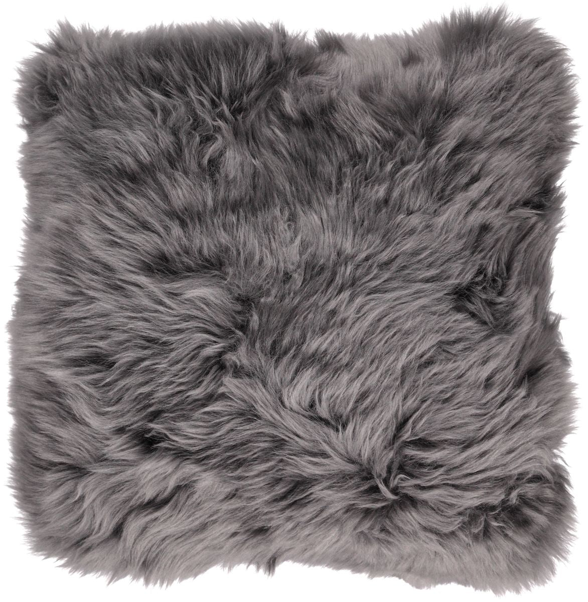 Coussin en peau de mouton longue laine Acier