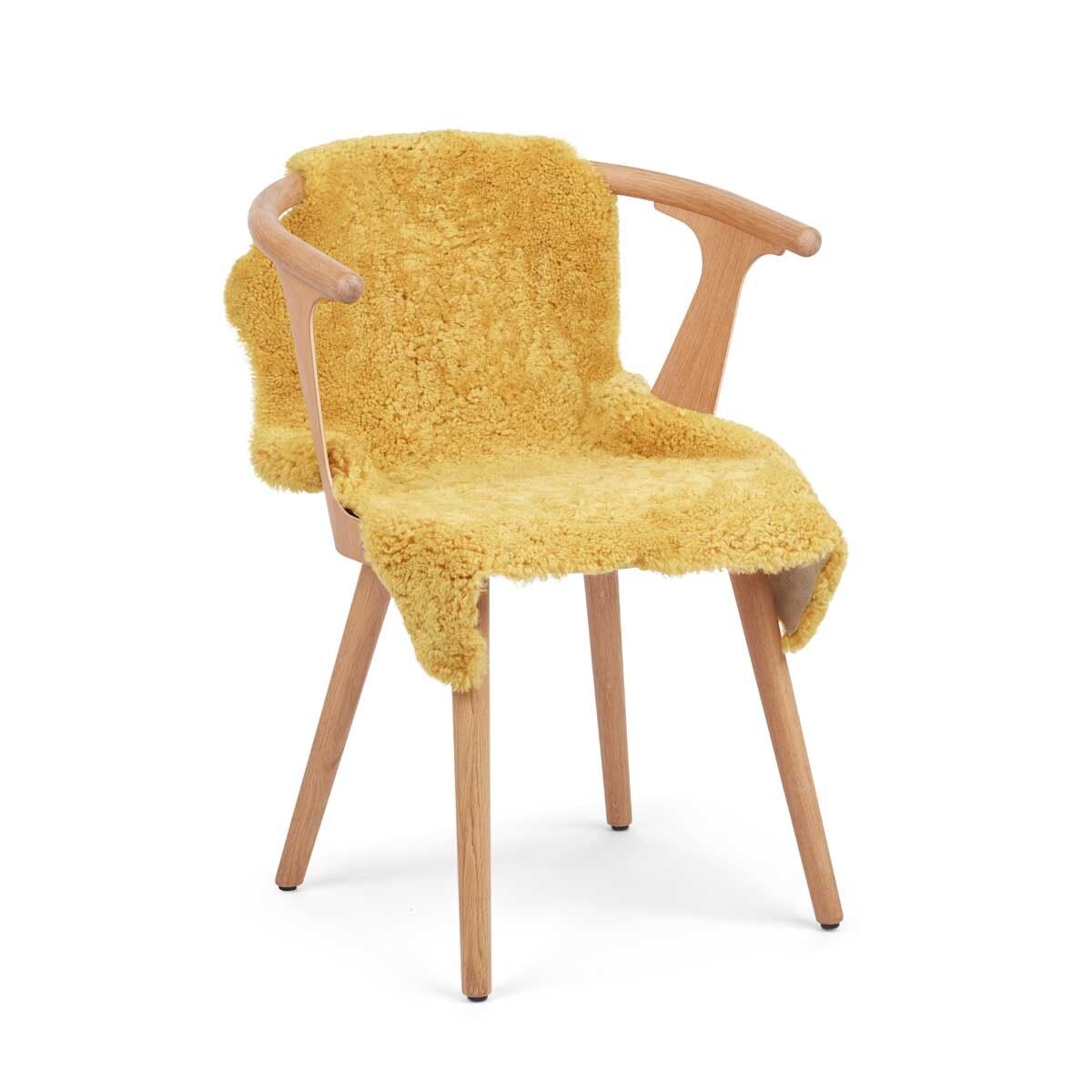 Peau de mouton courte en laine 90 cm Jaune