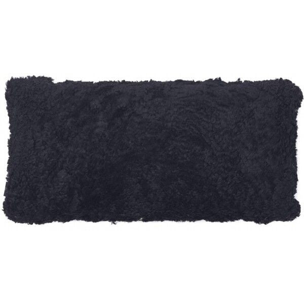 Coussin en laine courte de mouton Noir