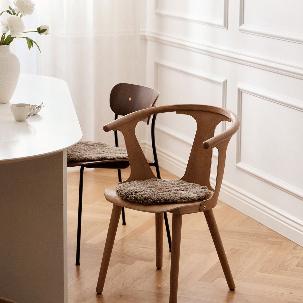 Dessus de siège en peau de mouton bouclée à laine courte | Ø38 cm Anthracite