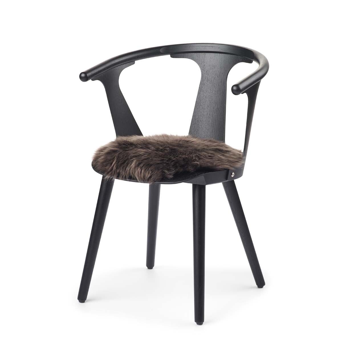 Dessus de siège en peau de mouton | Laine longue | Ø38 cm Noyer