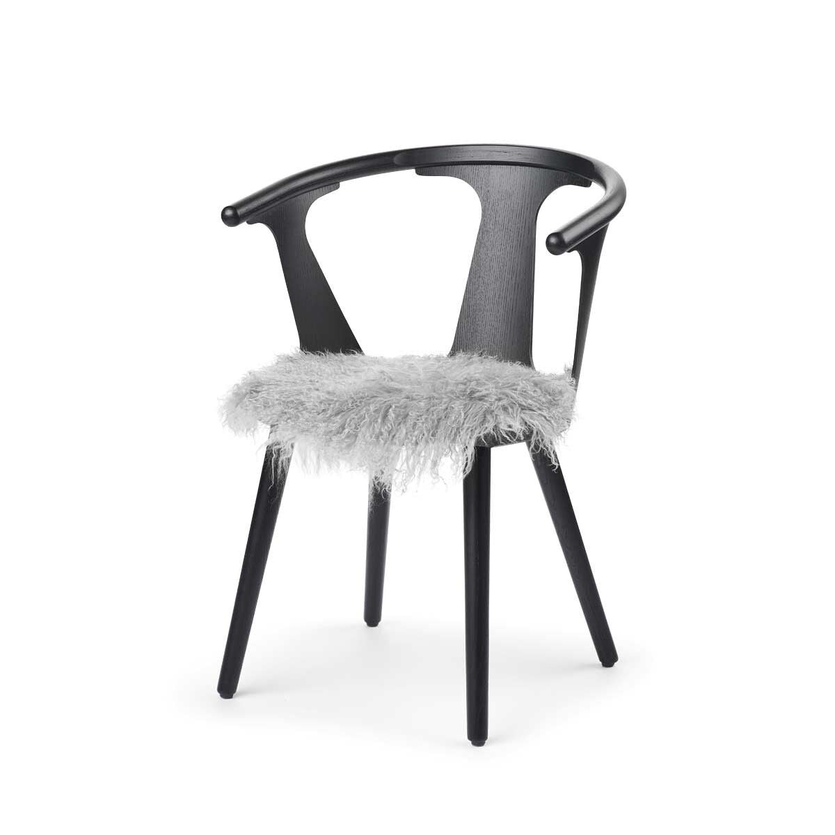 Dessus de siège en peau de mouton tibétaine | Ø38 cm Gris Léger