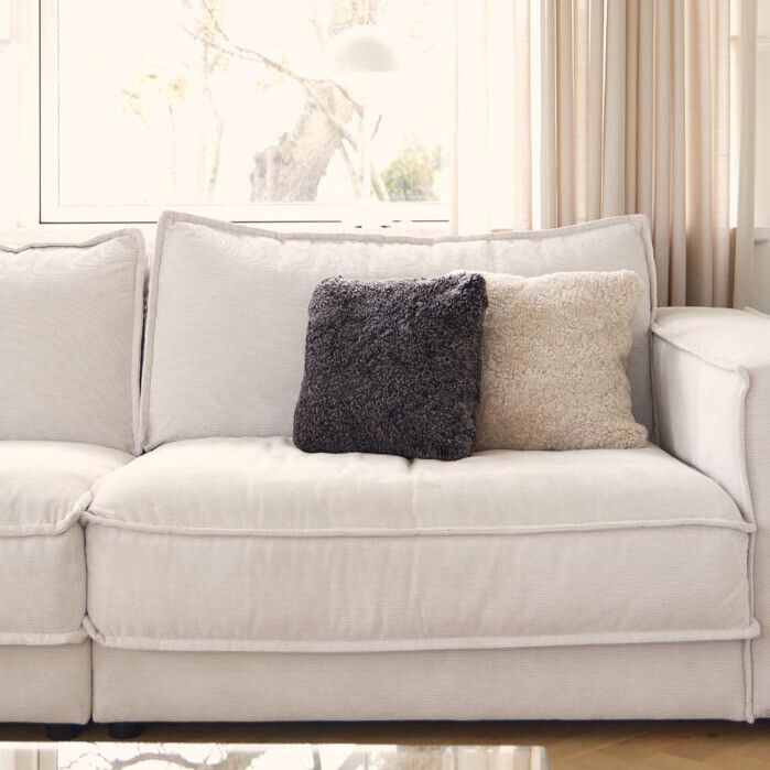 Coussin en laine courte de mouton Anthracite