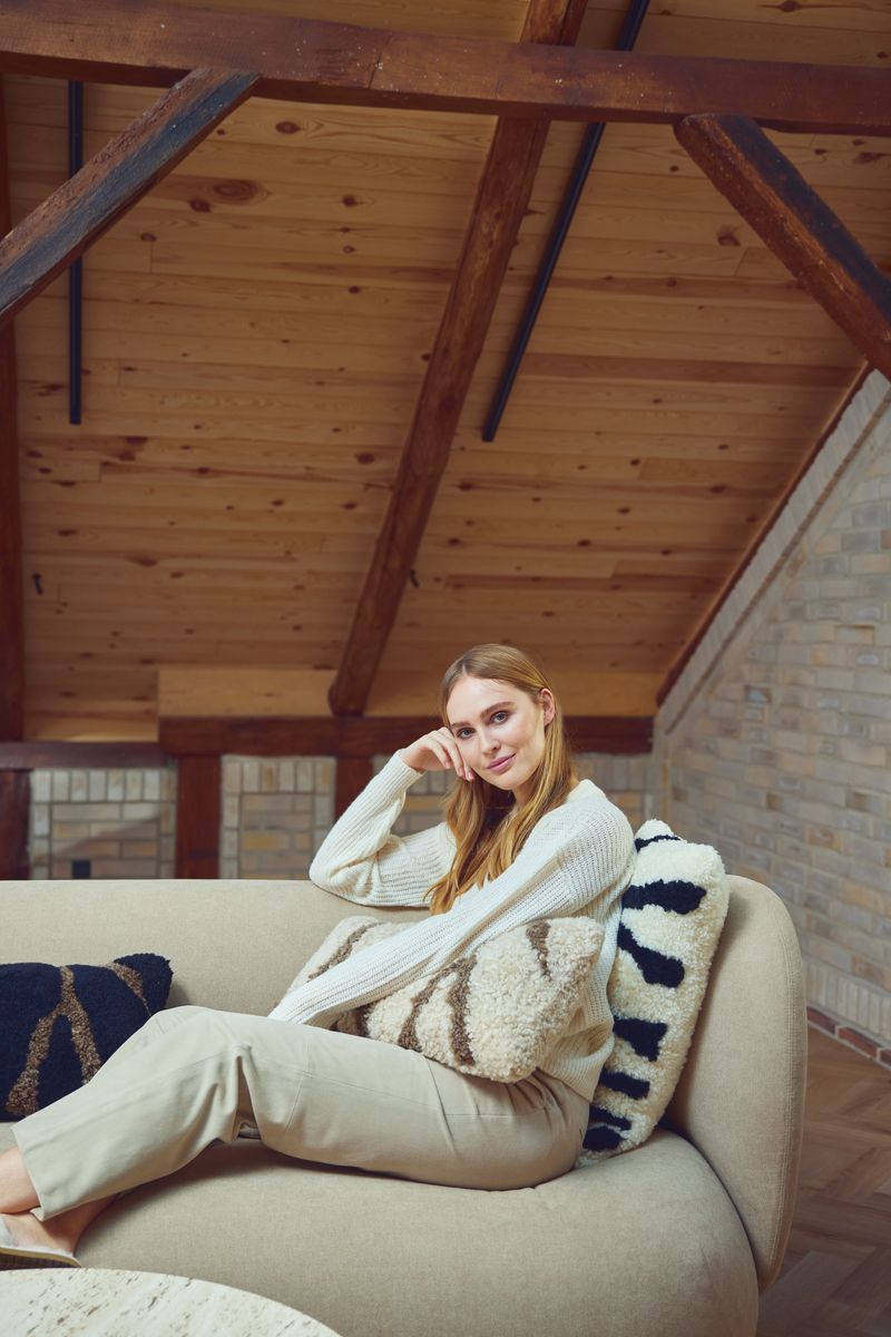 Coussin zébré Taupe/Noir